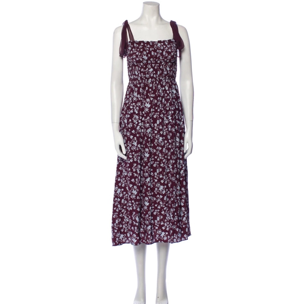 La Linge Silk Burgundy and blue floral dress size S